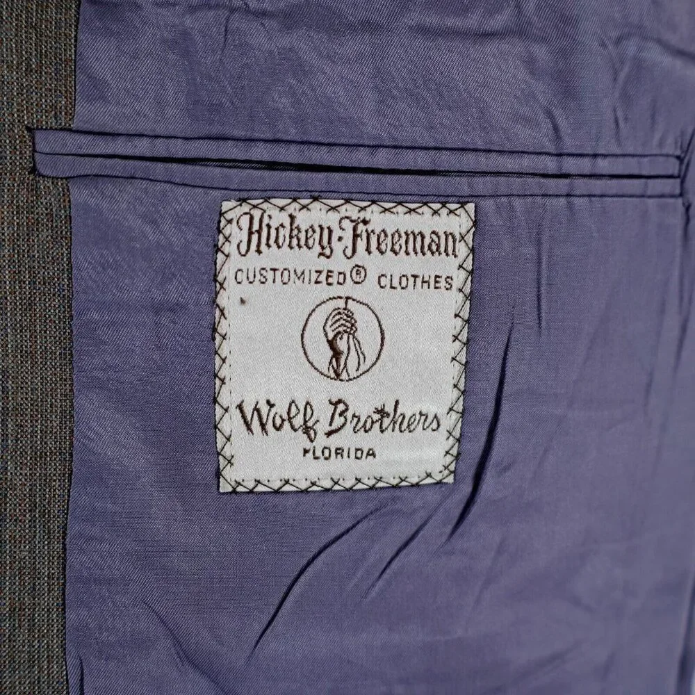 Hickey Freeman The Boardroom Wool Blend Beige Birdseye 2 Button Blazer 40R W/ Br